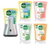 DETTOL Pack découverte - Kit No touch Citron Distributeur automatique + 4 Recharges No-Touch Savon Liquide Mains 250 ml - Action Nettoyante - Idéal au quotidien