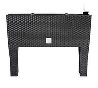 Deuba 1x Jardiničre surélevée en polyrotin 3 Compartiments 60x25x46 cm Bac ŕ Fleurs sur Pieds 30 L Intérieur extérieur Jardin