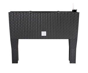 Deuba 1x Jardiničre surélevée en polyrotin 3 Compartiments 60x25x46 cm Bac ŕ Fleurs sur Pieds 30 L Intérieur extérieur Jardin