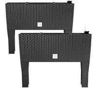 Deuba 2X Jardiničre surélevée en polyrotin 3 Compartiments 60x25x46 cm Bac ŕ Fleurs sur Pieds 30 L Intérieur extérieur Jardin