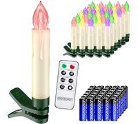 DEUBA® 30x Bougie LED de Noel multicolore sans câble décoration lumineuse aspect bougie de cire piles incluses minuterie