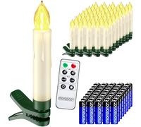 Deuba® 40x Bougie LED de Noel blanc chaud sans câble décoration lumineuse aspect bougie de cire piles incluses minuterie