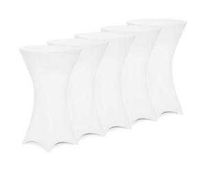 Deuba® 5X Housses Table de Bar bistrot Ronde Blanc Ø80-85 cm Nappe Mange Debout Protection Table Cocktail Tissu Stretch