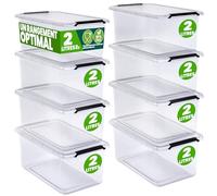 Deuba® 8x Boîte de rangement 2L en plastique transparent empilable sans BPA gain de place caisse de rangement organiseur