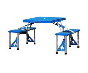 Deuba Alu Table de Camping Table Valise Pliante avec chaises Poignée de Transport Parasol Set de Meubles de Camping Banc pour Camping