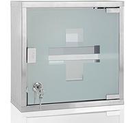 DEUBA® Armoire Salle De Bain en Acier Inoxydable - Boite Pharmacie Avec 2 Étagères et Fermeture rmoire Pharmacie Murale 30 x 30 x 12 cm - Rangement Médicaments Sécurisé