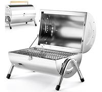 Deuba Barbecue Portable Double Plaque Acier Inoxydable Poignée Ventilation BBQ grillades Jardin