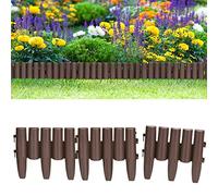 DEUBA® Bordure de Jardin Plastique 6,72m résistante intempéries UV Piquet Terre Bordure Parterre Plate-Bande délimitation pelouse Aspect Bois Brun