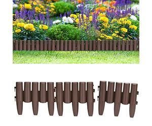 DEUBA® Bordure de Jardin Plastique 6,72m résistante intempéries UV Piquet Terre Bordure Parterre Plate-Bande délimitation pelouse Aspect Bois Brun