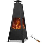 Deuba Brasero de Jardin Pyramide métal avec tisonnier Barbecue Brasier cheminée extérieur