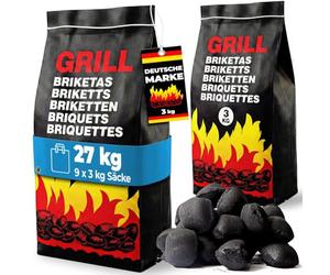 DEUBA Briquettes de Charbon Bois 27kg 9x3kg