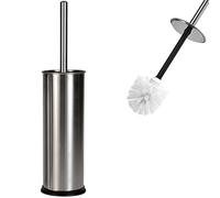 Deuba Brosse de Toilette WC Salle de Bain avec Support en métal et poignée en Acier Inoxydable Couleur Argent Design Moderne