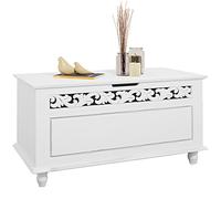 Deuba CASARIA® Coffre en bois Jersey Blanc vintage XXL espace de rangement banquette boîte Commode coffre à linge blanc 80x40cm