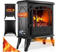 Monzana® Cheminée électrique Effet Flamme LED 2000 W 2 Niveaux de Chauffage radiateur électrique Fausse cheminée chauffante Chauffage d'appoint 30 m² Noir