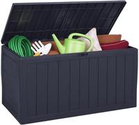 Deuba Coffre de Rangement Extérieur 270L Noir | Malle de Jardin, Etanche avec roulettes, boà®te de rangement terrasse balcon, malle extérieure 117x45x57 cm