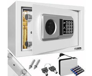 DEUBA® Coffre Fort Électronique Argent 31 x 20 x 20 Cm avec Cadenas Code pour Argent Bijoux Document et Livre Porte Acier Épaisse Verrouillage Double Pêne Fixation Murale ou Sol