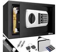 DEUBA® Coffre Fort Électronique Noir 31 x 20 x 20 Cm avec Cadenas Code pour Argent Bijoux Document et Livre Porte Acier Épaisse Verrouillage Double Pêne Fixation Murale ou Sol