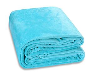 Deuba Couverture Premium Polaire Bleu Clair Plaid Moelleux Couvre-lit Voyage 200x150cm