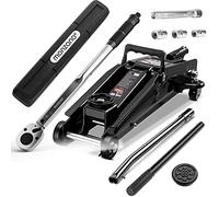 Deuba® Cric hydraulique 3 tonnes levée 135-400mm Valise Rangement Patins cric de Lavage clé dynamométrique 6pcs 40-210Nm Voiture camionnette SUV