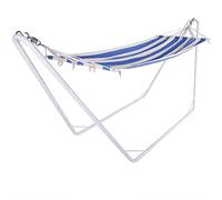 Deuba DETEX® Hamac en Tissu avec Support 274x82cm Bleu hamac Suspendu sur Pied Pliable capacité de 150kg Exterieur Jardin