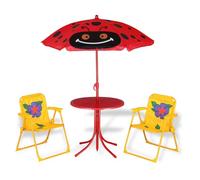 Deuba Ensemble 2 Chaises et 1 Table pour Enfant avec Parasol Ajustable Camping extérieur terrasse Balcon