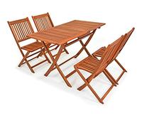 Deuba Ensemble de Jardin Sydney en Bois d'acacia certifié FSC® Set de Table 4 chaises Pliables Salon de Jardin extérieur
