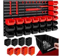 DEUBA® Ensemble Porte Outils Mural avec 28 Bacs Empilables, Rangement Outils Mural Modulable Garage Atelier Panneau perforé