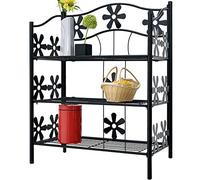 Étagère en métal 3 niveaux / étages - Meuble Rangement de 70 cm - Décor fleur