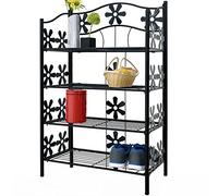 Étagère en métal 4 niveaux / étages - Meuble Rangement de 90 cm - Décor fleur