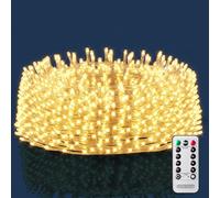 Deuba Guirlande lumineuse 200 LED Blanc chaud 10m Télécommande Minuterie 8 modes illumination Noël intérieur extérieur