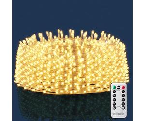 Deuba Guirlande lumineuse 200 LED Blanc chaud 10m Télécommande Minuterie 8 modes illumination Noël intérieur extérieur