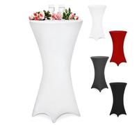 DEUBAŽ Housse de Table de Bar bistrot Ronde Blanc Ř70-75 cm Nappe Mange Debout Protection Table de Cocktail Tissu Stretch