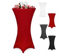 DEUBAŽ Housse de Table de Bar bistrot Ronde Bordeaux-Rouge Ř60-65 cm Nappe Mange Debout Protection Table de Cocktail