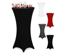 DEUBAŽ Housse de Table de Bar bistrot Ronde Noir Ř60-65 cm Nappe Mange Debout Protection Table de Cocktail Tissu Stretch