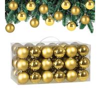 Deuba Lot de 54 Boules de Noël en Plastique Robuste Décoration de Noël intérieur extérieur Décoration pour Sapin Or doré