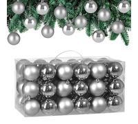 Deuba Lot de 54 Boules de Noël en Plastique Robuste Décoration de Noël intérieur extérieur Décoration pour Sapin Argent