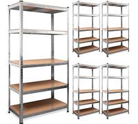 Deuba Lot de 5X Étagčre Charge Lourde métallique 180x90x40cm 5 Plateaux MDF modulables Max. 875 kg par étagčre de Rangement Garage Atelier Outils