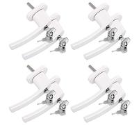 Deuba Lot de 8 poignées de fenêtre verrouillables Blanches en Acier Serrure clés incluses sécurité antivol Tige de 35 mm