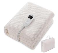 Deuba MONZANA® Couverture chauffante 150x80cm 1 Place 60W 5 Niveaux de Chauffage minuteur Polaire Corail surmatelas Chauffant électrique Plaid