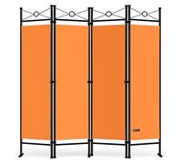 Deuba Paravent intérieur 4 Panneaux 180 x 163 cm Séparateur de pièce Pliable Orange Cloison de séparation intérieur Maison