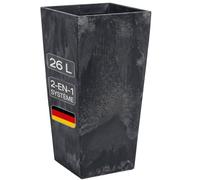 Deuba Pot de Fleurs Style Béton Anthracite 26 litres Bac à Fleur Cache Pot Jardinière Terrasse Jardin Salon Entrée Intérieur Extérieur