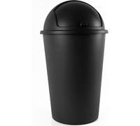 Deuba Poubelle 50 L Poubelle avec couvercle coulissant amovible Poubelle en plastique Lavable Cuisine Bureau Robuste, Couleur:noir - black - noir
