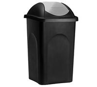 DEUBA Poubelle avec couvercle basculant 60L noir/argent