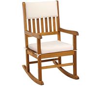 Deuba Rocking Chair en Bois Chaise a Bascule 54x76x102cm Fauteuil intérieur extérieur avec Coussin d'assise