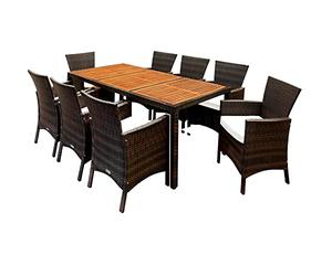 Deuba Salon de Jardin en polyrotin Palermo Brun crème Ensemble de Jardin 8 Personnes Ensemble Table et chaises avec Coussins