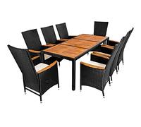 Deuba Salon de Jardin en polyrotin Table 8 chaises avec Dossier Haut Fonction Inclinaison Coussins de 7cm Mobilier de Jardin