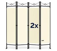 Deuba Set de 2 Paravent Lucca Crème 180x163cm séparateur de pièces Brise-Vue Lavable Polyvalent