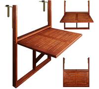 Deuba Table de Balcon Suspendue en Bois d'acacia certifié FSC Table de Balcon Rabattable 64 x 45 x 87 cm Balcon terrasse