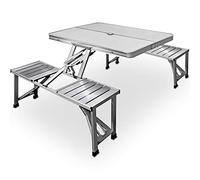 Deuba Table de Pique-Nique Portable - Aluminium avec Fonction Mallette Emplacement pour Parasol
