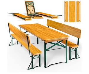 Deuba Table Pliable et 2X bancs avec Dossier - Salon de Jardin Meuble terrasse